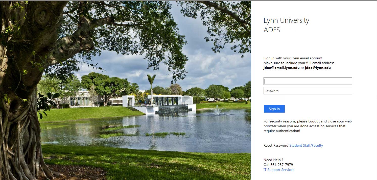 Lynn University myLynn login page